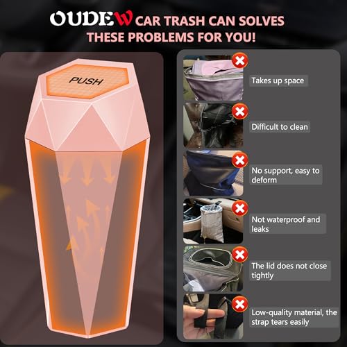 Car Trash Can with Lid (Pink-1Pcs)
