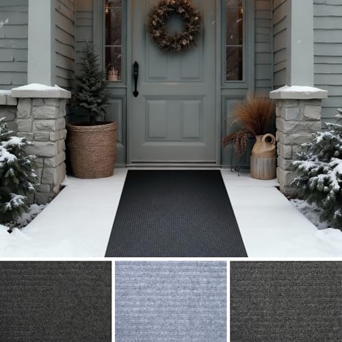 Ribbed Hallway Runner Rug (3'x60' / Black)