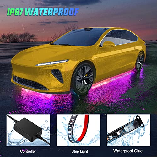 4PCS RGB LED Underglow Lights Strip with APP & Remote Control (4Pcs Underglow Light Strip w/Remote+APP)
