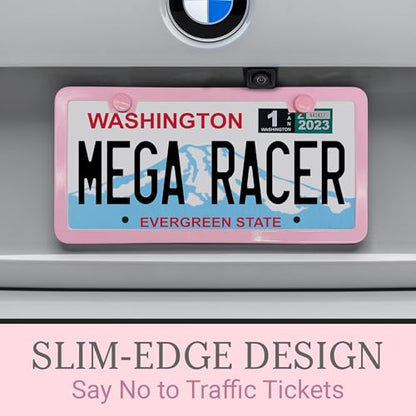 Premium Slim Princess Pink License Plate Frames (Pink / 2 Piece)