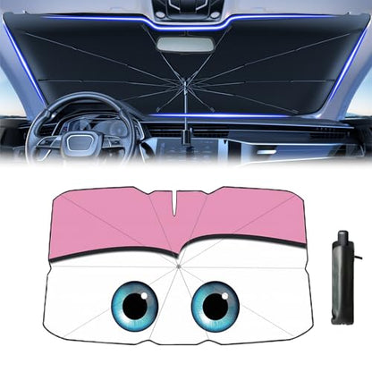 Windshield Sun Shade 2025 Car Accessories 100% Blackout Car Front Windsow Shades Umbrella Automotive Sun Visor Block Heat Insulation Protection (Pink)