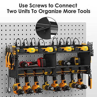 Modular Power Tool Organizer Wall Mount Charging Station (Black / 10FT Cord)