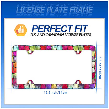 Pretty Glass License Plate Frame Stainless Steel Accessory 12.3x6.3 Inch (Pretty Cut Glass)