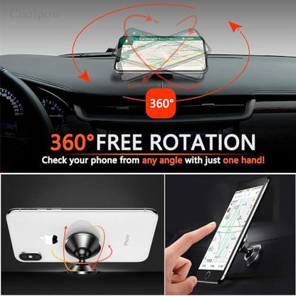 2 Pack】Magnetic Phone Holder for Car Dash Strong Magnetic Car Phone Mount (Black)