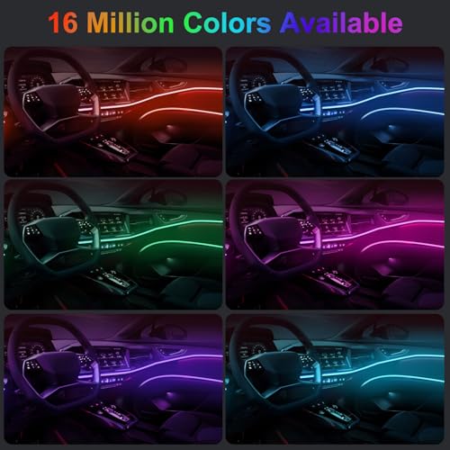5-in-1 RGB Car LED Lights Interior, Pre-Combined 236inch Fiber Optic Cable (5 in 1 APP Control Car Lights)