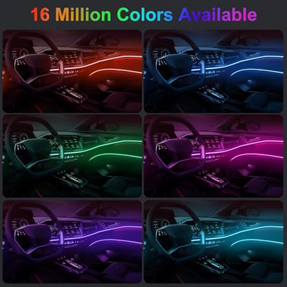 5-in-1 RGB Car LED Lights Interior, Pre-Combined 236inch Fiber Optic Cable (5 in 1 APP Control Car Lights)