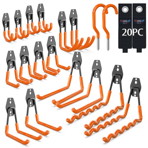 Heavy Duty Garage Wall Hooks 20 Pack (20 / Orange)