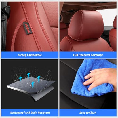 CRV Car Seat Covers Custom Fit for Honda 2015 (Leatherette(Wine Red) / 2015-2016 CRV LX,EX,SE,EX-L,Touring)