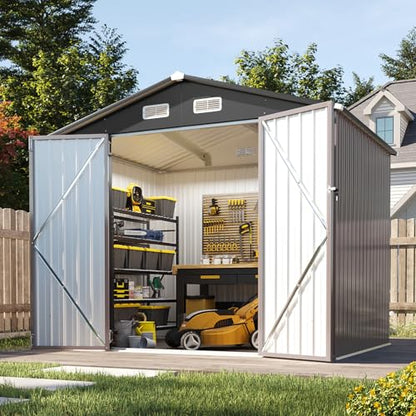 8x6 FT Shed Outdoor Storage Shed (Brown / 8'x6')