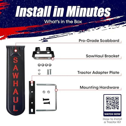 Universal Tractor Chainsaw Holder (Fixed - Tractors / 20 Inch Scabbard / Red)