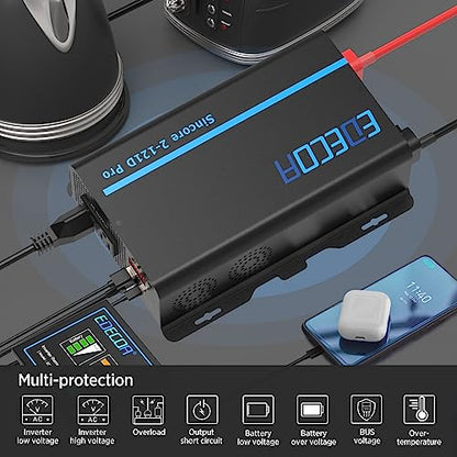 Pure Sine Wave Inverter 1200W 12V DC to 110V AC (1200W/12V)