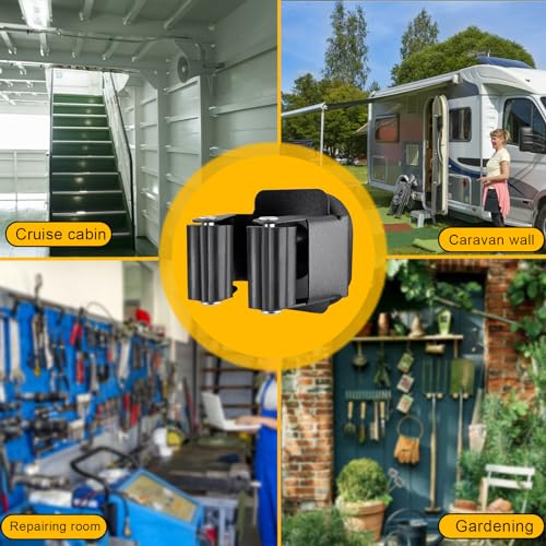 Upgraded Magnetic Broom and Mop Holder Wall Mount (2 Pcs / Black-8 Magnets)