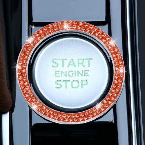 2 PCS Crystal Double Rhinestone Car Engine Start Stop Decoration Ring (Double Redddish Orange)