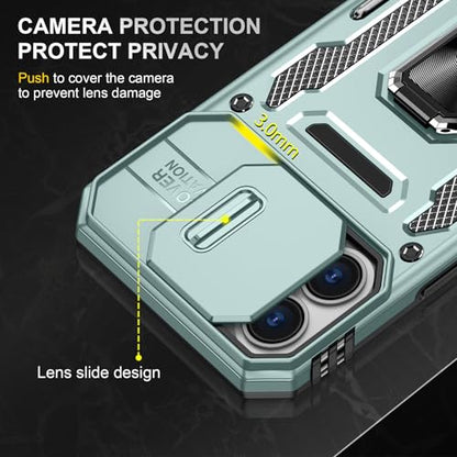 Phone Case for i Phone 16 Plus Case with Stand & Camera Cover (iPhone 16 Plus 【6.7 inch】 / Alpine Green)