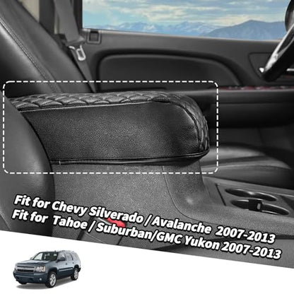 Car Center Console Cover Pad Fit for Chevy Silverado (Black)