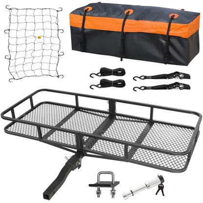 Folding Hitch Mount Cargo Carrier Basket 60" x 20" x 6" with Waterproof Bag (60" x 20" x 6")
