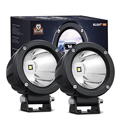 2 PCS 3 Inch Spot Round Motorcycle LED Pods (2Pcs White Lights)