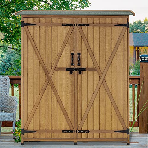Outdoor Storage Cabinet with Shelves (Natural)