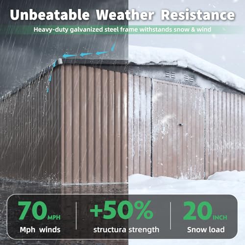 12' x 14' Large Metal Outdoor Storage Shed (Gray / 12x14)
