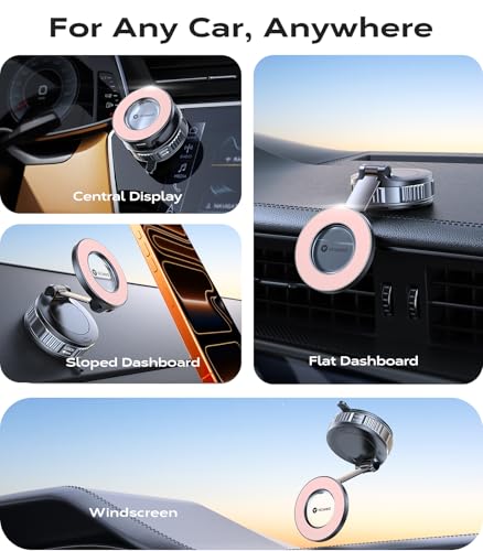 Upgraded Car Phone Holder for Magsafe Car Mount [Strongest Suction] (Pink)