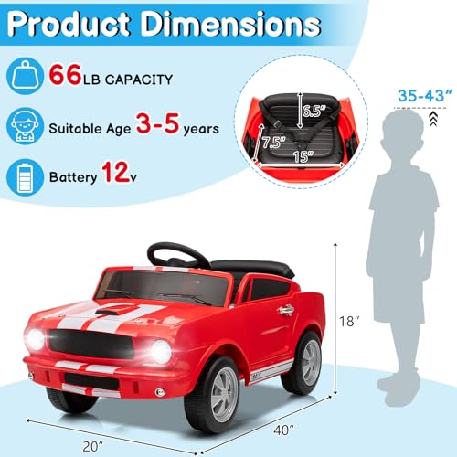 12V Licensed Shelby Electric Car for Kids (Red)