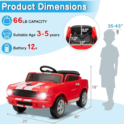 12V Licensed Shelby Electric Car for Kids (Red)
