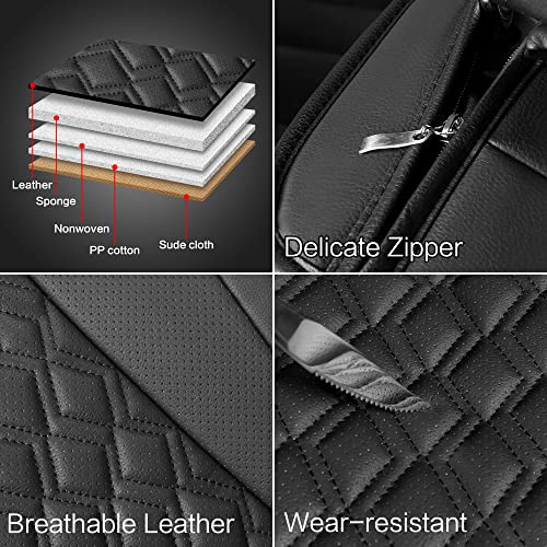 Leather Car Seat Covers Front Pair (B-BLACK / FRONT SET)
