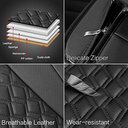 Leather Car Seat Covers Front Pair (B-BLACK / FRONT SET)