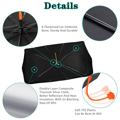 Funny Skull Car Sun Shade Windshield Sunshade Umbrella Foldable (57X31 Inch / Color-SKULL2)