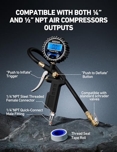 Digital Tire Pressure Gauge with Inflator 3 (2 Pack Standard / without case)