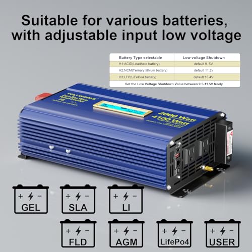 2000 Watt Pure Sine Wave Inverter 12V to 110V 120V AC
