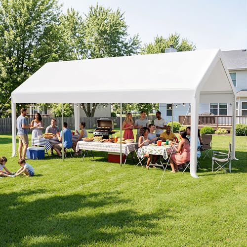 12'x20' Heavy Duty Carport with Reinforced Base and All (12x20 FT(White))