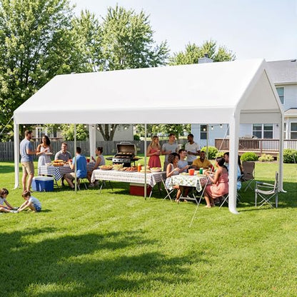 12'x20' Heavy Duty Carport with Reinforced Base and All (12x20 FT(White))