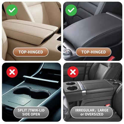 5-in-1 Car Armrest Cushion, Multifunctional PVC Leather Center Console Armrest Pillow Elbow, Universal Arm Box Pad Cover with Cup Holder, Phone Slot, Tissue Box Slot & 2 Storage Bags, Beige (Beige)