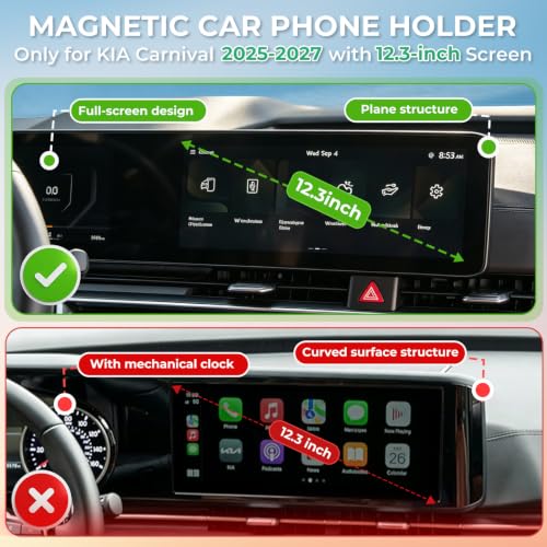 Car Phone Holder for KIA Carnival 2027 2026 2025 (Fit for 2025-2027 Carnival, 12.3-Inch)