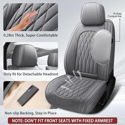 Nappa Faux Leather Car Seat Covers Full Set (Gray / Full Set)