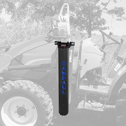 Snap Lok Universal Chainsaw Carrier Kit for Tractors and Skid Steers (Rotating - Tractors / 36 Inch Scabbard / Blue)