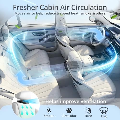Car Seat Fan with Dual Airflow for Back Cooling & Baby Rear Facing (Black)