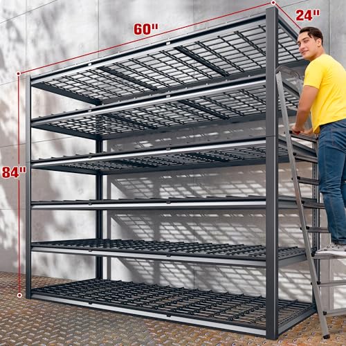 60" W Garage Shelving (6-Tier, 60"W x24"D x84"H)