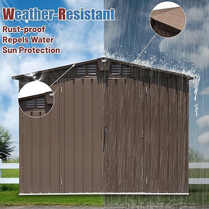 Domi Outdoor Storage Shed 8.2' x 6.2' (8' x 6' Gable Roof / Brown)