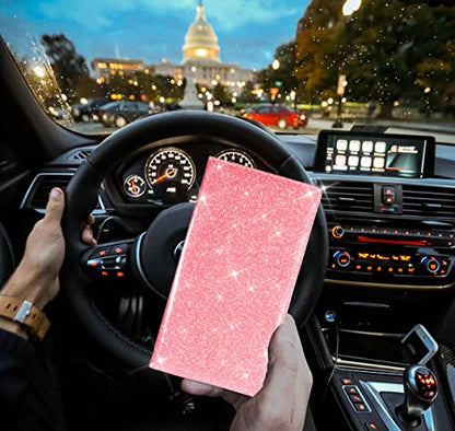 Car Registration & Insurance Card Holder (Glitter Pink)