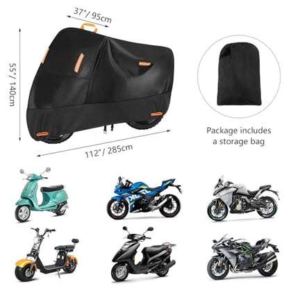 Motorcycle Cover Heavy Duty for 108" Cruiser Touring (Black / XXXXL (108" x 37" x 55"))