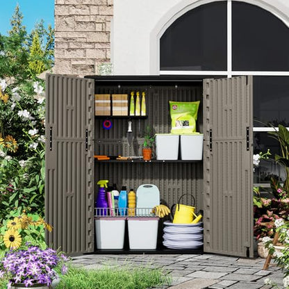 57 Cu.Ft Outdoor Storage Shed Weather Resistant (Brown / Tall Shed-47 cu ft)