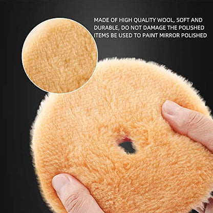 Wool Polishing Pads (2Pcs 6Inch Yellow Coarse Wool / 6 Inch (150mm))