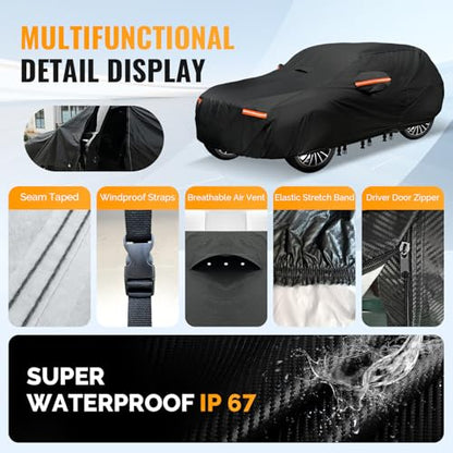 30 Layers SUV Car Cover for Automobiles All Weather Waterproof (Black / Fit SUV 181"-190")