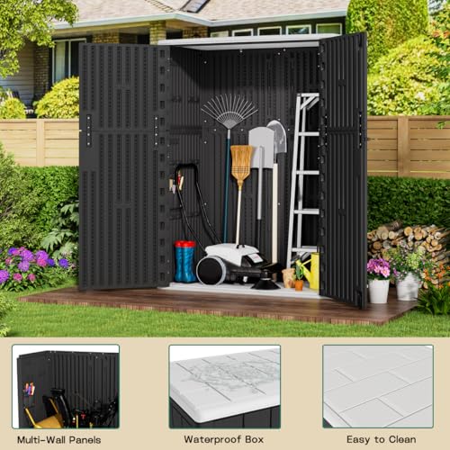 Outdoor Vertical Storage Shed (Black / 57 Cu.ft)