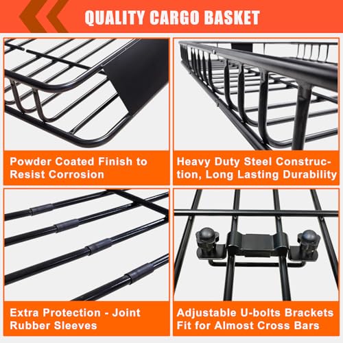 Roof Rack Carrier Carrier Basket 65"*39"*6"+Waterproof Bag 20 Cubic Feet (65"*39"*5")