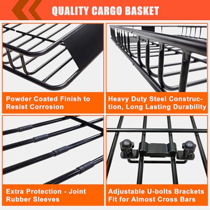 Roof Rack Carrier Carrier Basket 65"*39"*6"+Waterproof Bag 20 Cubic Feet (65"*39"*5")