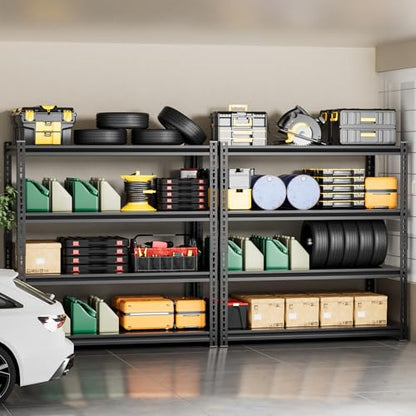 4 Tier 40" W X 20" D X 60" H Storage Shelves 2200LBS Garage Shelving Metal Storage Shelf Adjustable Metal Racks with Shelves Heavy Duty Shelving Units and Storage Utility Shelf (Black-visible Hole / 40"W X 20"D X 60"H)