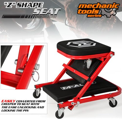 40 Inch Folding Creeper Rolling Seat (Red / 40")